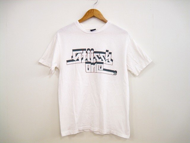 STUSSY / ステューシー 紺タグ ロゴプリント Tシャツ オールド old USA製 メンズ サイズ : M ホワイト拍卖