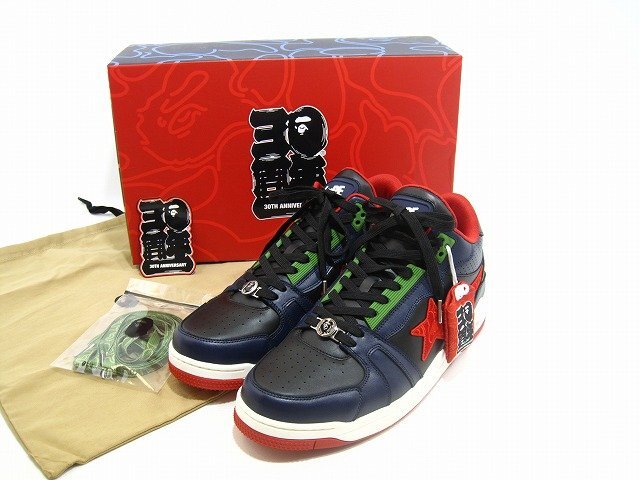 A BATHING APE / ア・ベイシング・エイプ ベイプ クラッチスタ 30周年 大きいサイズ メンズ サイズ : 12(30cm) スニーカー ネイビー拍卖