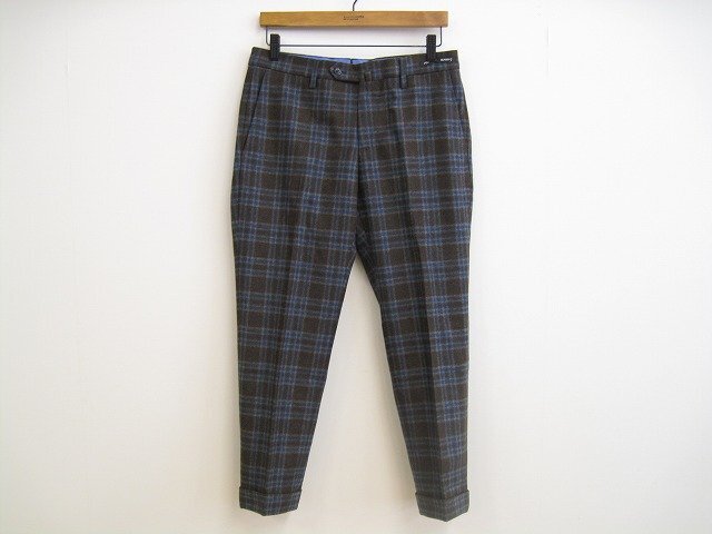 PT01×BEAMS/ピーティーゼロウ1×ビームス EVO FIT LAMBSWOOL ラムウール チェック柄 パンツ スラックス メンズ サイズ : 46 ブラウン拍卖