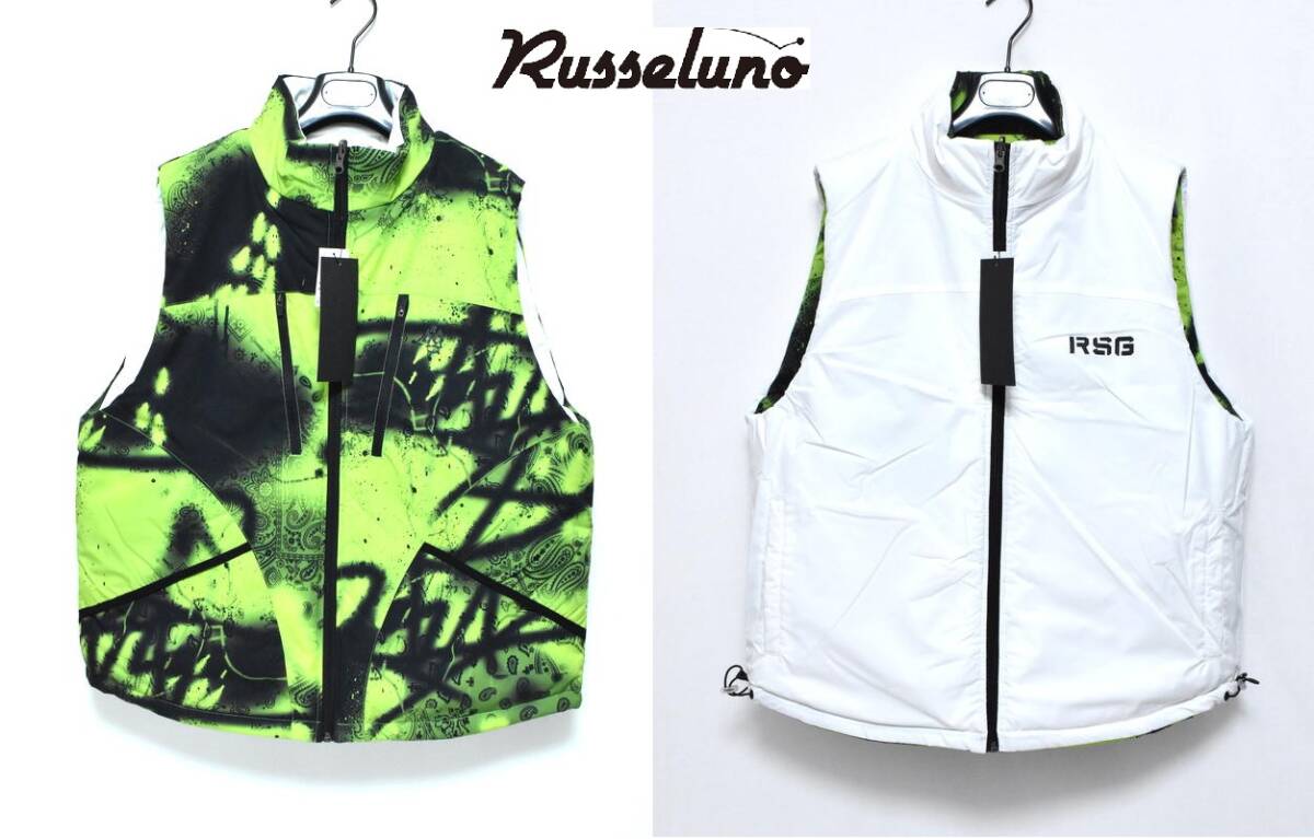 【送料無料】新品 ラッセルノ ゴルフ リフレクター リバーシブル パディッド ベスト 6(XL) RG-2430202 ホワイト ゴルフウェア 中綿ベスト拍卖
