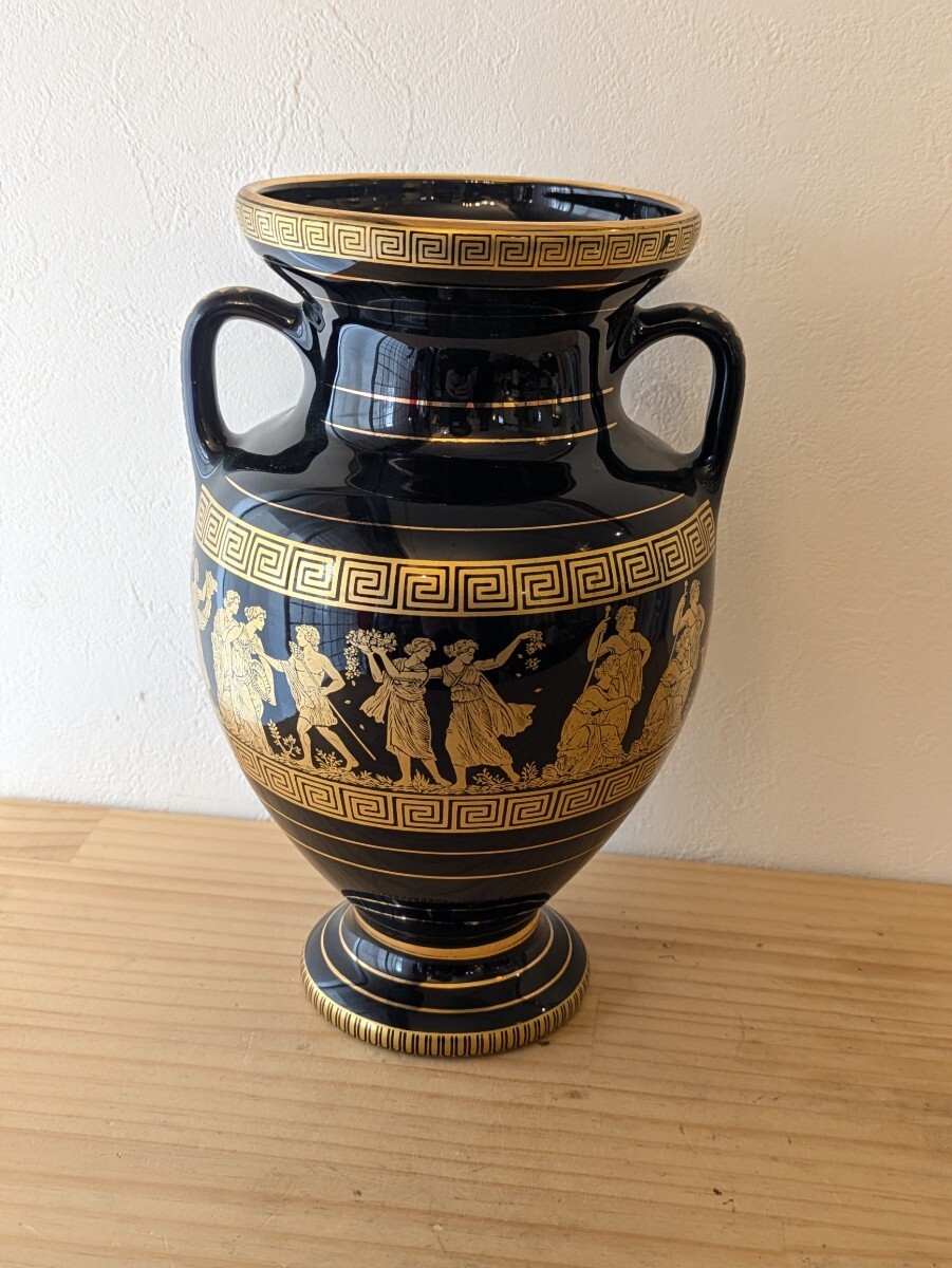 ■n【古代ギリシャ アンフォラ型 レプリカ】花瓶 ヴィンテージ ギリシャ製 花器 高さ22㌢程度拍卖