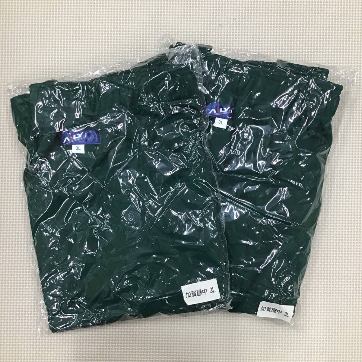 W505 新品【大阪市立 加賀屋中学校】(旧) スポーツウェア ハーフパンツ サイズ 3L 2枚 /大きめ/AILY/緑/ジャージ/短パン/中学生/男女兼用拍卖