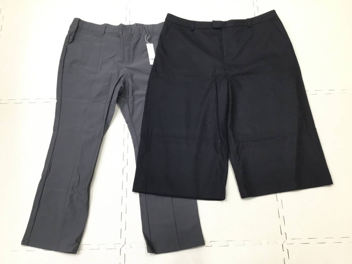 (O)S1729 新品【グレーパンツ/ブラックガウチョパンツ】レディース サイズ 5L 2枚/EMOOL/グレー/ブラック/裏起毛/大きいサイズ拍卖