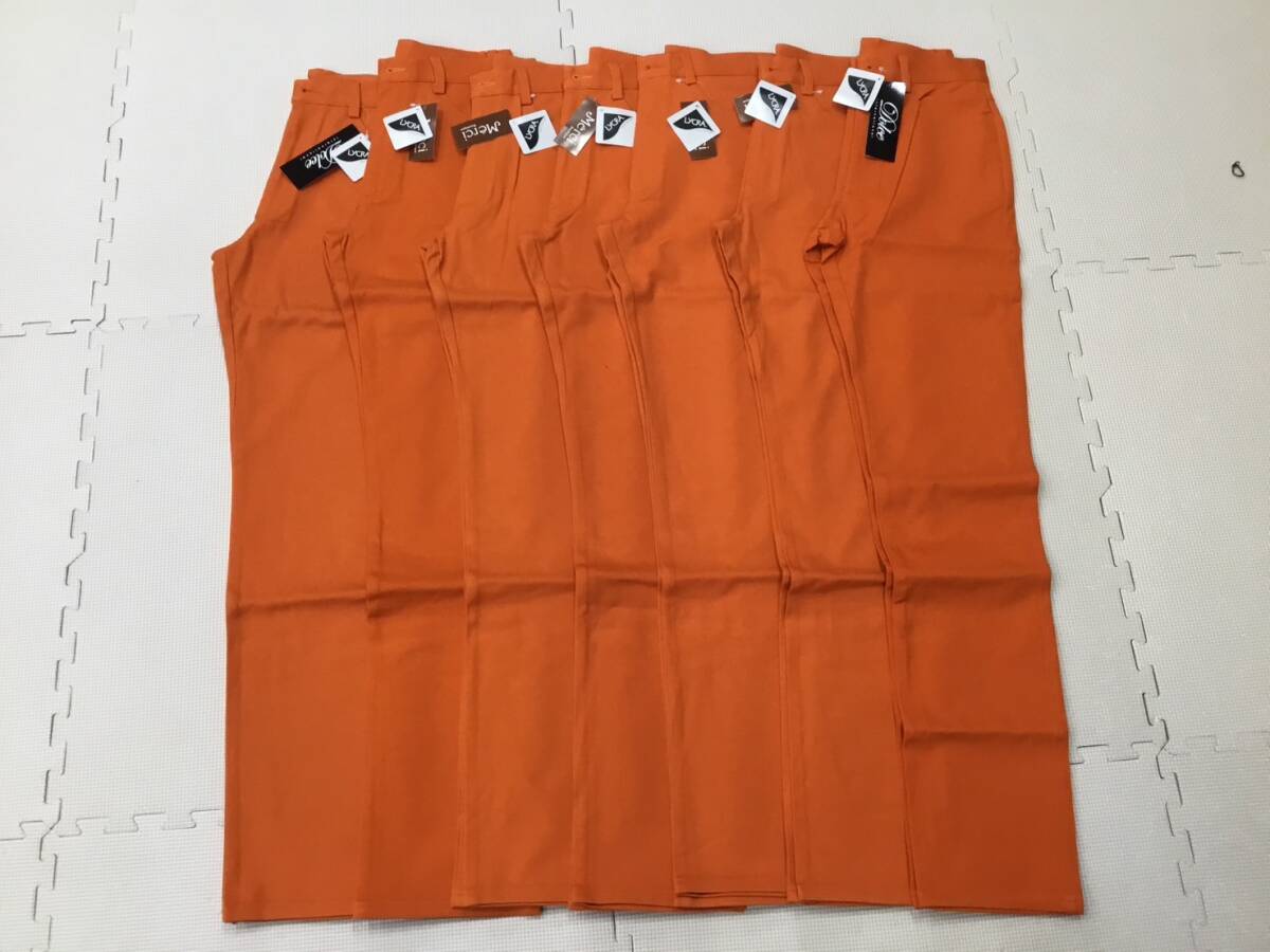 S1732 未使用品【カラーストレッチパンツ】レディース サイズ アソート W32x2 34x2 36x2 38x1 7枚/オレンジ/LYCRA/Merci/奇麗めライン拍卖