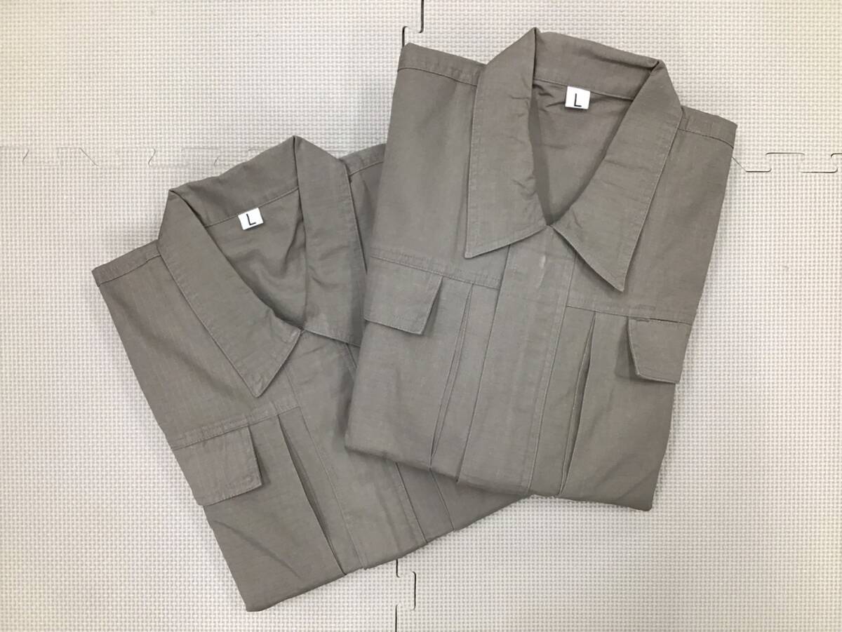 W141 新品【ワークウェア】長袖ジャケット サイズ L 2枚 /茶系/ベージュ系/上着/DIY/軽作業/作業員/作業服/作業着/制服/ユニフォーム拍卖