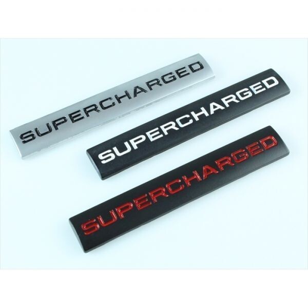 SUPERCHARGED プレート エンブレム ブラック×レッド メタル製 金属製 スーパージャージド スーパーチャージャー ステッカー拍卖