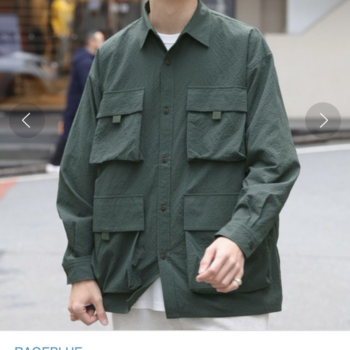 未使用タグ付 Mサイズ レイジブルー マルチポケットシャツ グリーン 送料無料拍卖