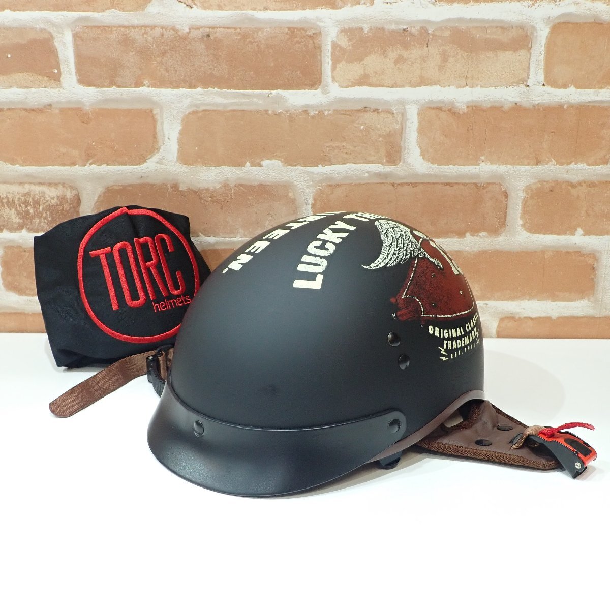 B603 極美品 TORC T55 ハーフヘルメット Lサイズ アメリカンペイント 半キャップ バイクヘルメット ショートシールド内蔵拍卖