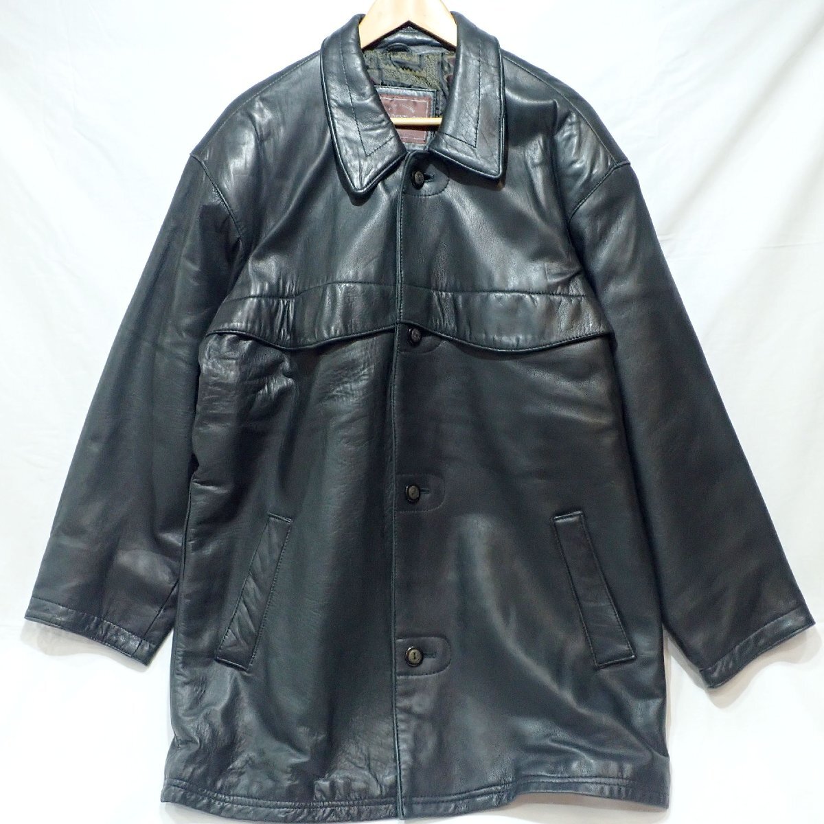 B614 美品 ロードアンソニー LOLDANTHONY ラムレザーコート 裏地総柄 中綿 サイズ表記:LL 羊皮 本革 ジャケット ヴィンテージ 古着拍卖