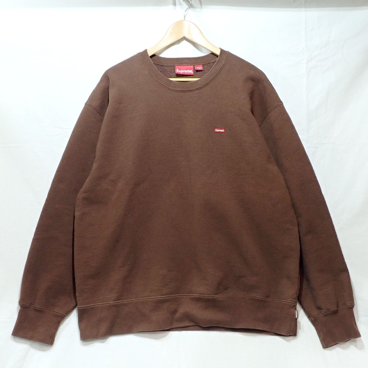 B634【本物保証】Supreme シュプリーム スモールボックスロゴ クルーネックスウェット トレーナー Lサイズ ブラウン系 美品 カナダ製拍卖