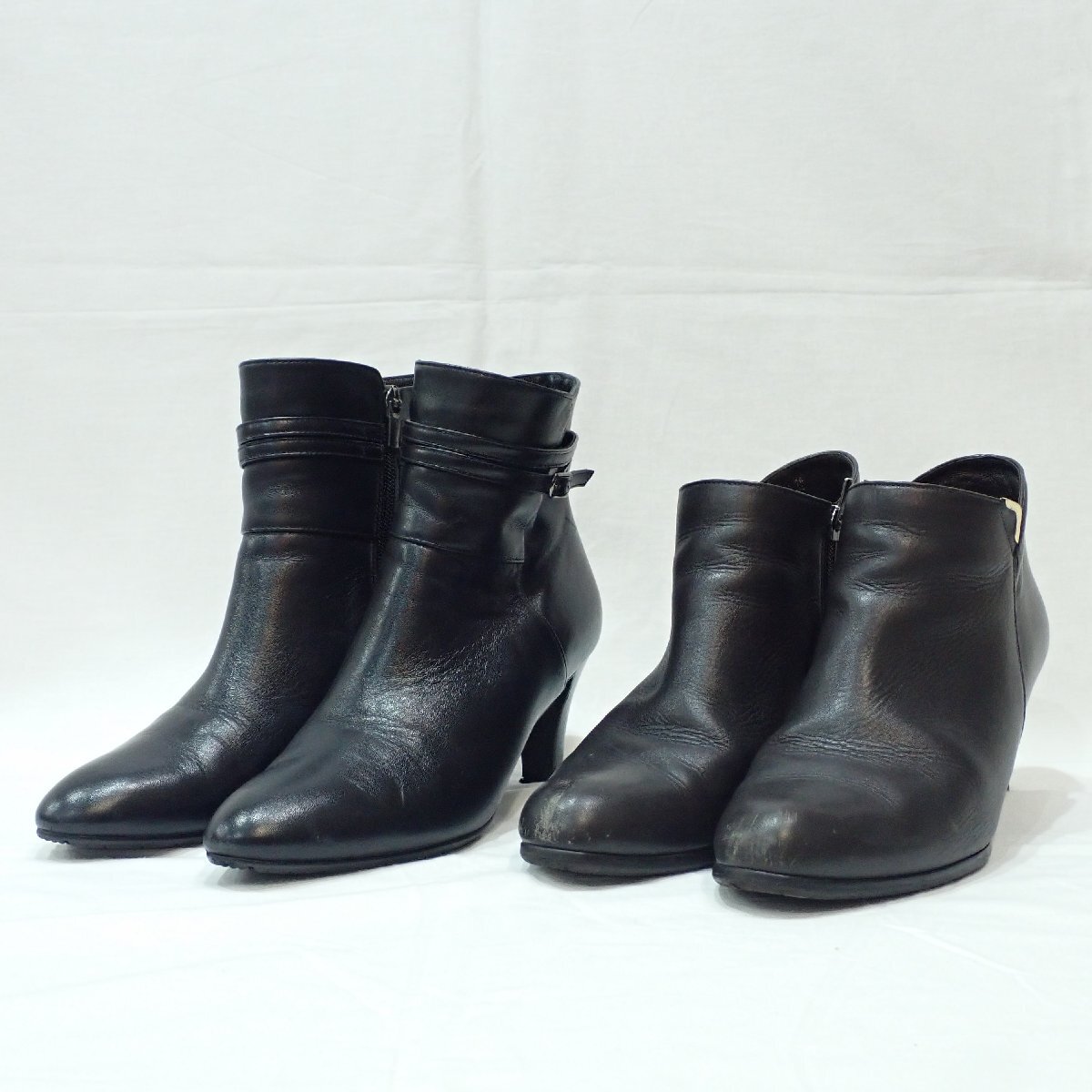 B637 REGAL リーガル レザー ショートブーツ 24.0cm 2点まとめ 革靴 サイドジップ レディース靴拍卖