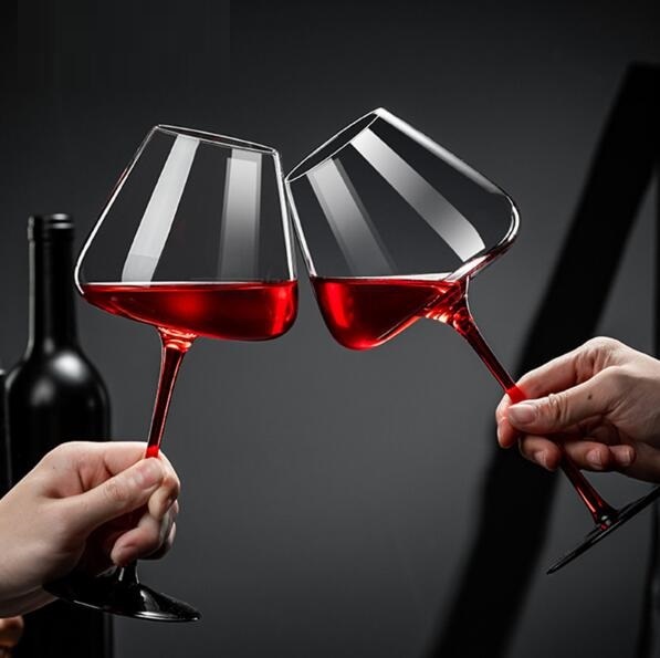 新入荷高品質ブルゴーニュ ワイングラス ステムウェア 赤ステム 黑プレート 2個セット拍卖