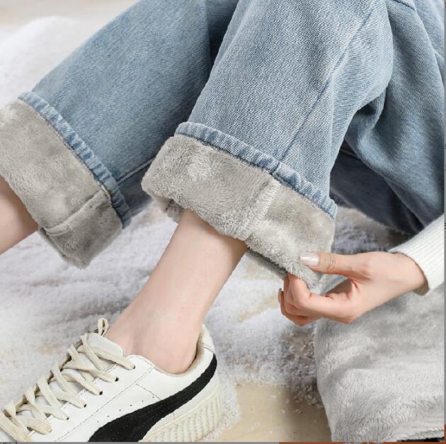 新入荷デニムパンツ レディース 裏起毛 ジーンズ ゆったり 厚手 ジーパン 防寒 暖かい ワイドパンツ デニム オシャレ 冬 ブルー L拍卖
