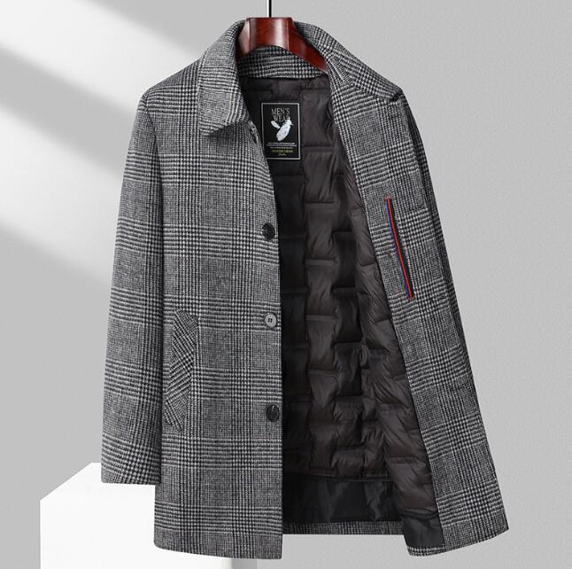 新入荷ステンカラーコート メンズ コート ビジネス チェック柄 ビジネスコート ハーフコート サイズ選択可拍卖