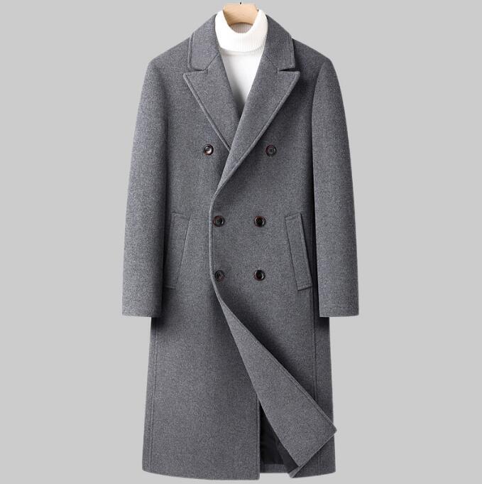 新入荷大人気ウールコート メンズ ビジネスコート ロングコート チェスターコート ダブルブレスト ウインドブレーカー アウター グレーM拍卖