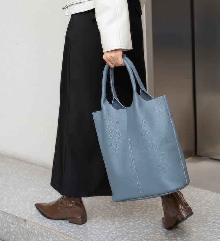 新入荷新品本牛革 トートバッグ 本革 ユニセックス レディース A4 通勤バッグ 弁当 収納 通勤通学 レザー 大容量 ブルー拍卖