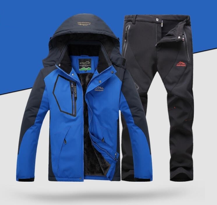 人気品秋冬 お色選択可スキーウェア メンズ スノーボードウェア マウンテンジャケット 上下セットスキーパンツ男女兼用防風保温 L~5XL 紺拍卖