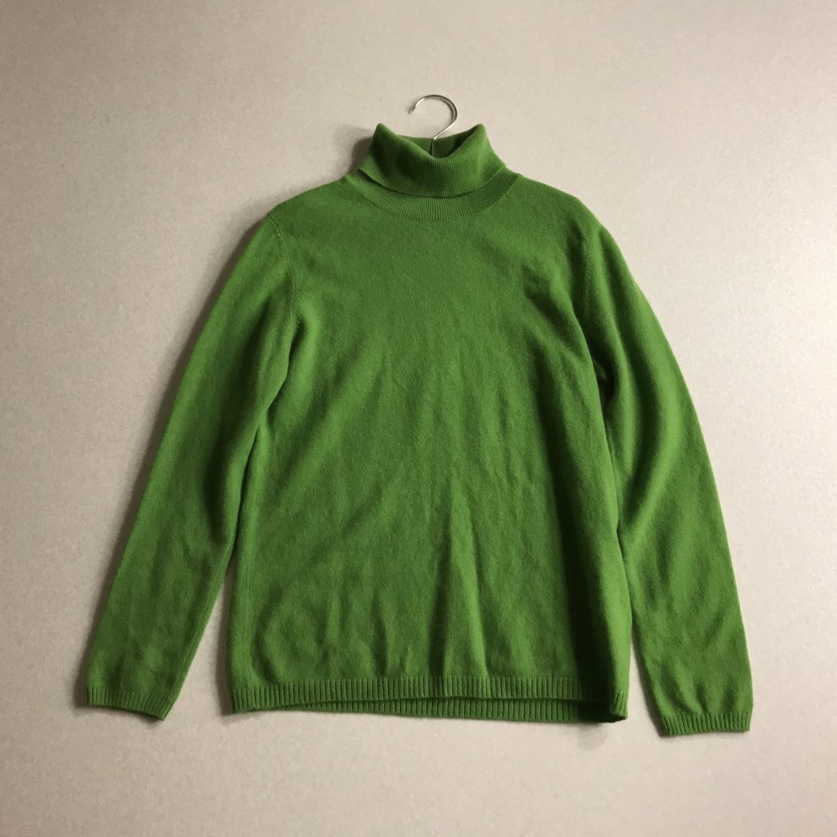 ☆カシミヤ100% タートルネック グリーン系 ニット セーター 大きいサイズ LL拍卖