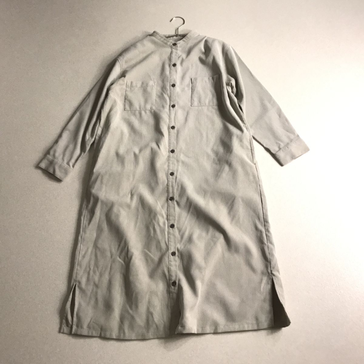 ☆ 100円スタート cinema club シンプル コーデュロイ バンドカラー ワンピース拍卖