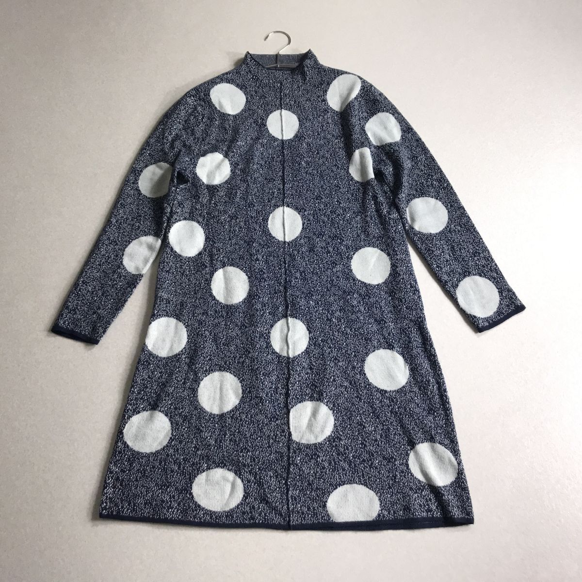☆ four seasons おしゃれデザイン ハイネック ニット ワンピース ドットデザイン拍卖