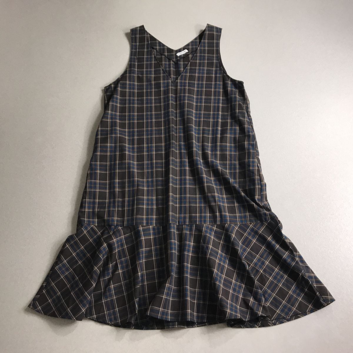 ☆ BI ABBEY DAYS 厚地 チェック ジャンパースカート レイヤースタイル 大きいサイズ 4L 横幅ゆったり 体型カバー拍卖