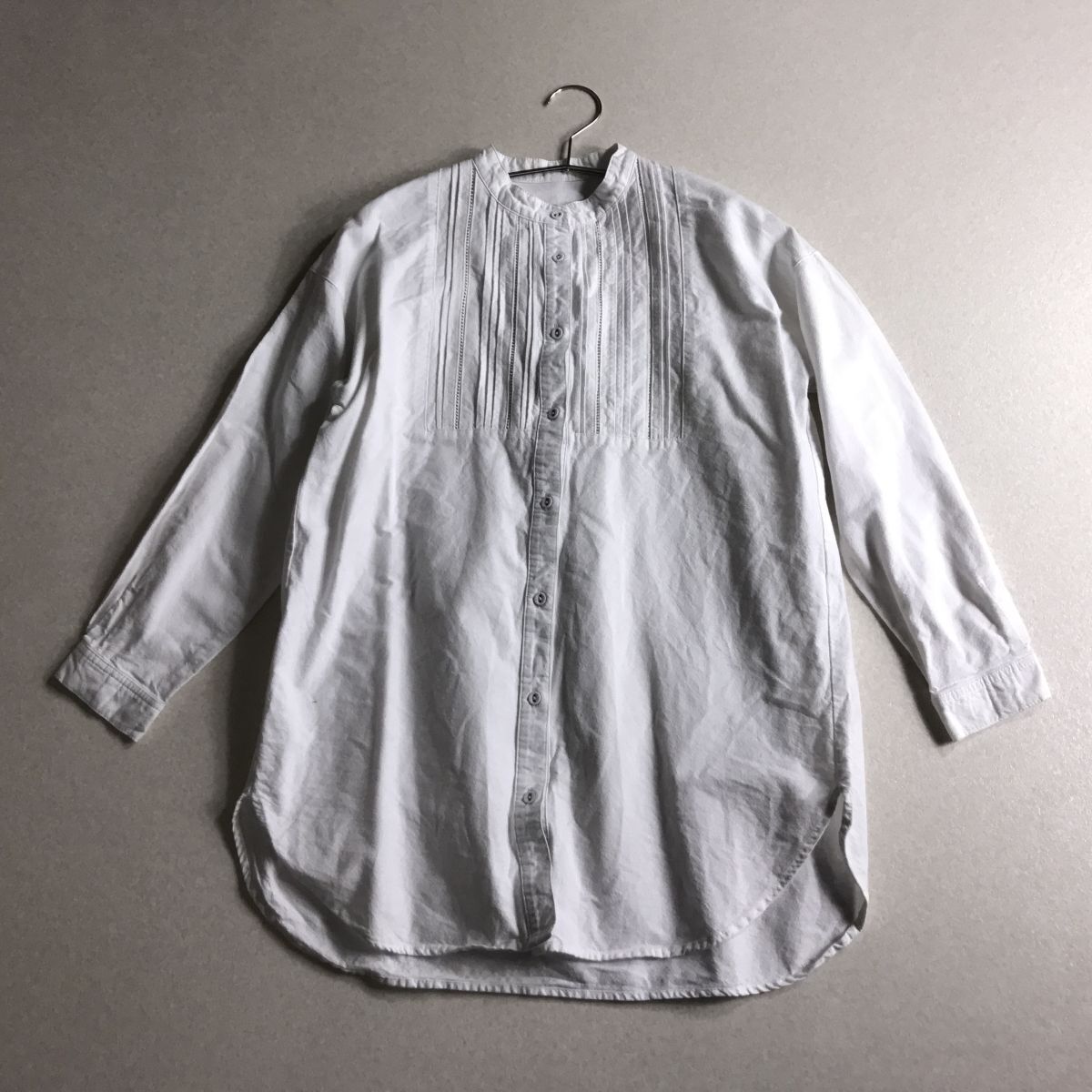 ♪ season reason シーズンリーズン バンドカラー ピンタック ブラウス チュニック拍卖