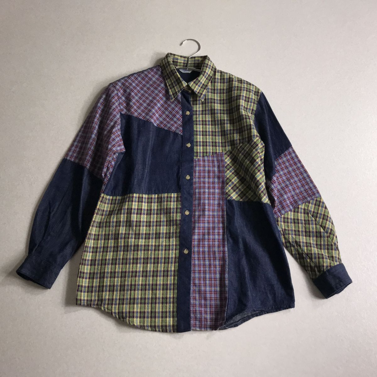 ♪ pajarito おしゃれデザイン 切り替え チェック ブラウス シャツ拍卖