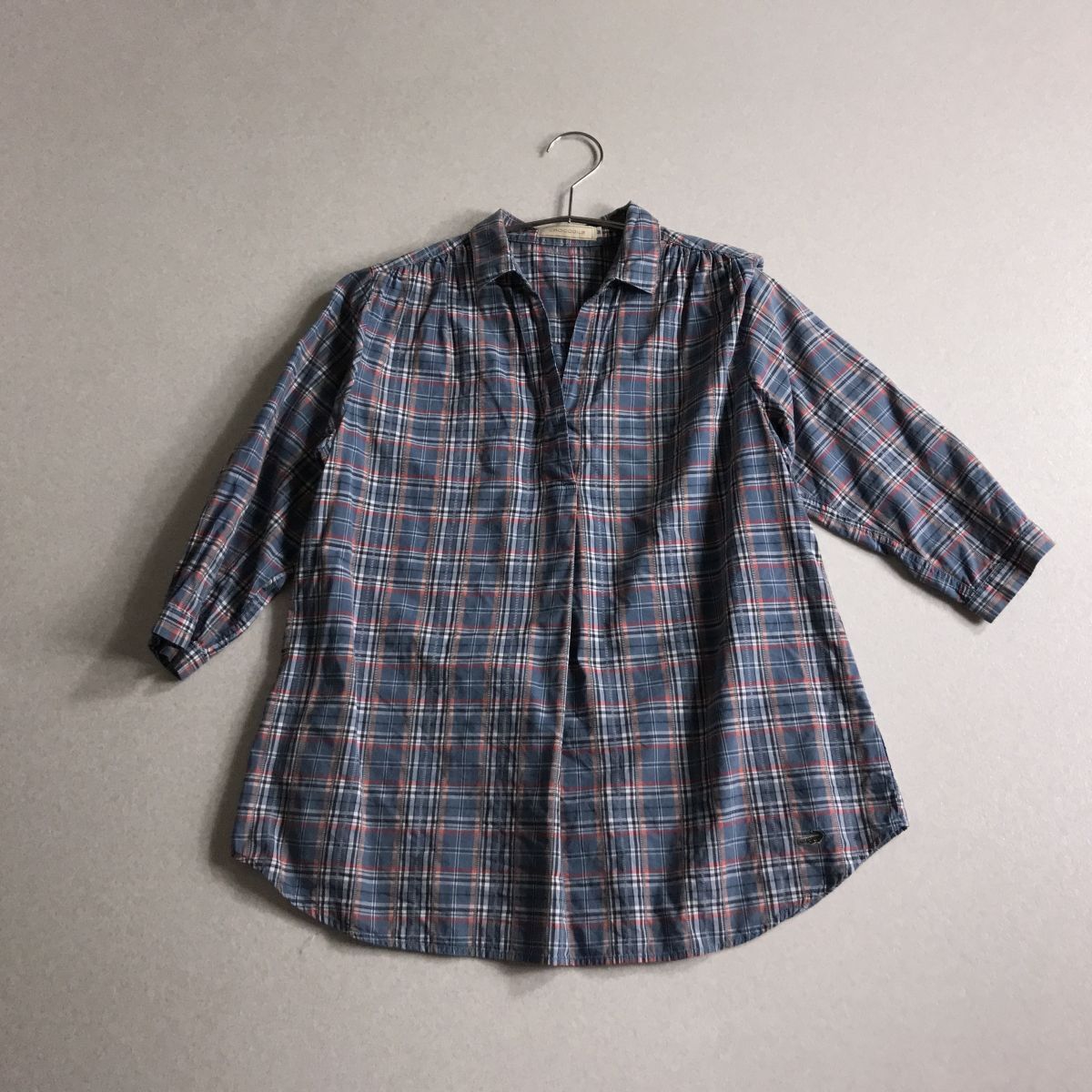 ♪ crocodile クロコダイル チェック スキッパー ブラウス拍卖