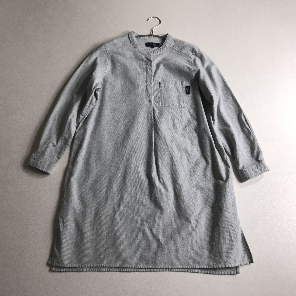 ♪ LOGOS DAYS バンドカラー ストライプ ワンピース 大きいサイズ LL拍卖