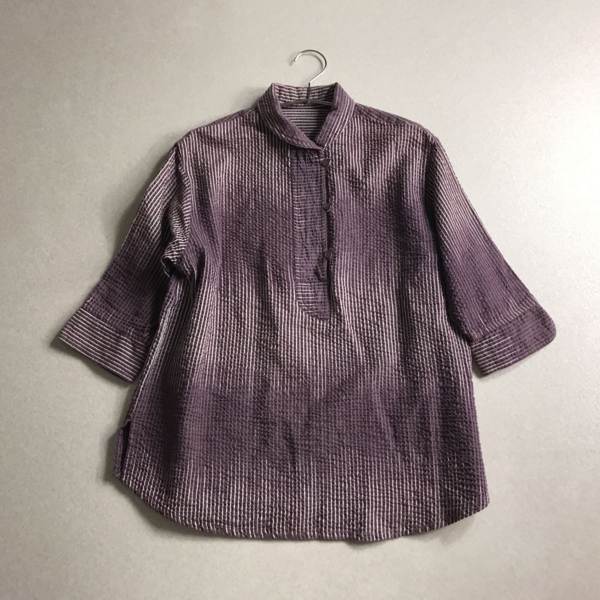 □ grape グレープ 横浜元町 丸襟 プルオーバー ブラウス チュニック 横幅ゆったり 体型カバー拍卖