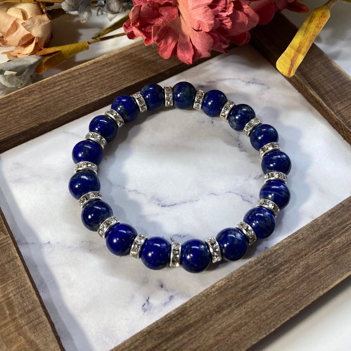 ラピスラズリ パワーストーン ブレスレット 10mm 天然石ブレス (シルバー) 数珠ブレス メンズ・レディース 男性 女性 幸運 幸せ♪拍卖