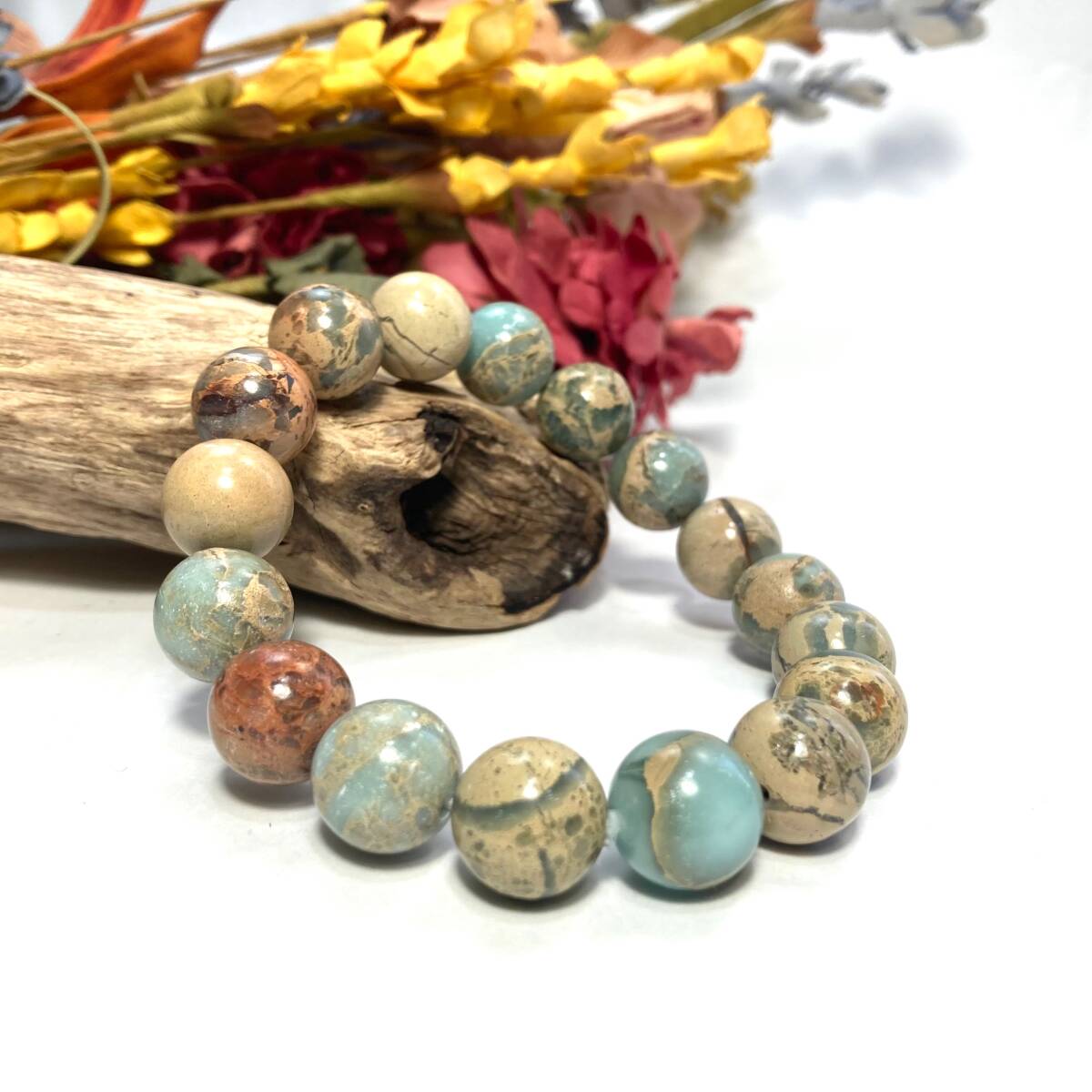 インプレッションストーン パワーストーン ブレスレット 12mm 天然石ブレス シンプル 数珠ブレス メンズ・レディース 男性 女性♪拍卖