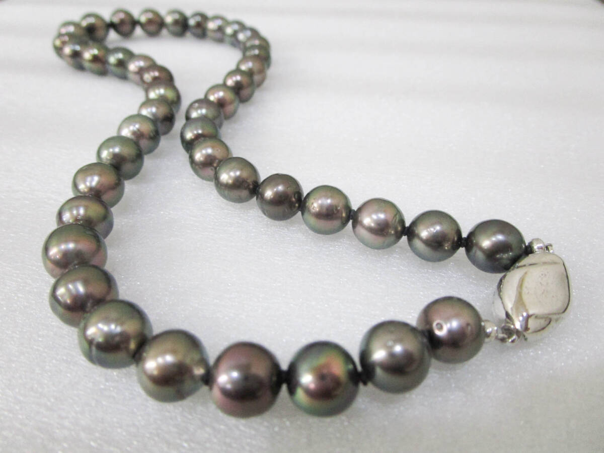 【必見】 黒蝶 真珠 ネックレス 9㎜~11㎜ 53.1g 金具 SILVER シルバー拍卖