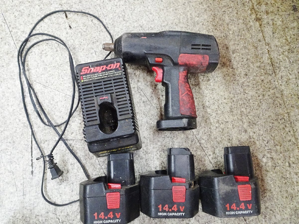 Snap-on スナップオン 電動インパクト ドライバー コードレス CTJ3450 電動ツール 充電器 バッテリー3個付き 箱無し 動作未確認 ボルト不明拍卖