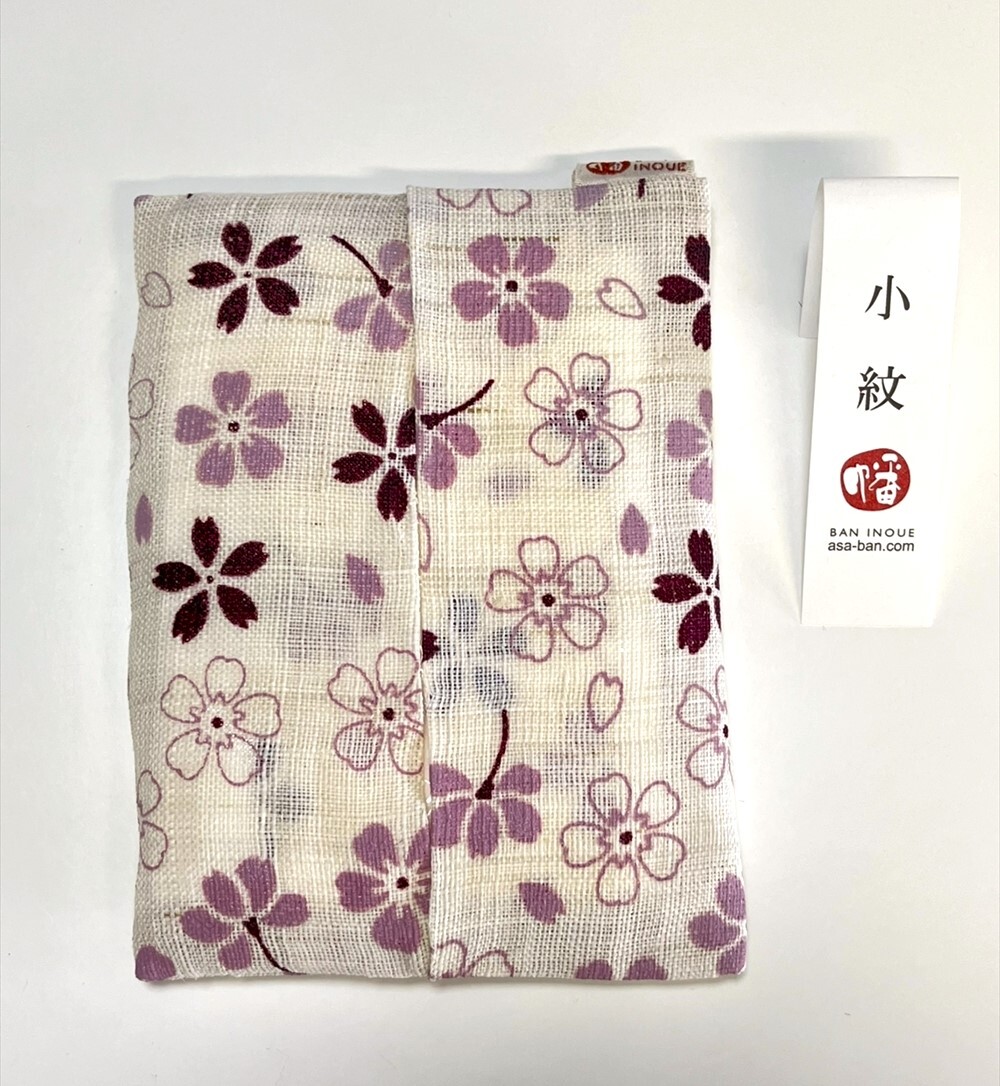 花とら●リサイクル小物 ポケットティッシュケース 麻 未使用品 超美品 幡 さくら小紋 251013拍卖