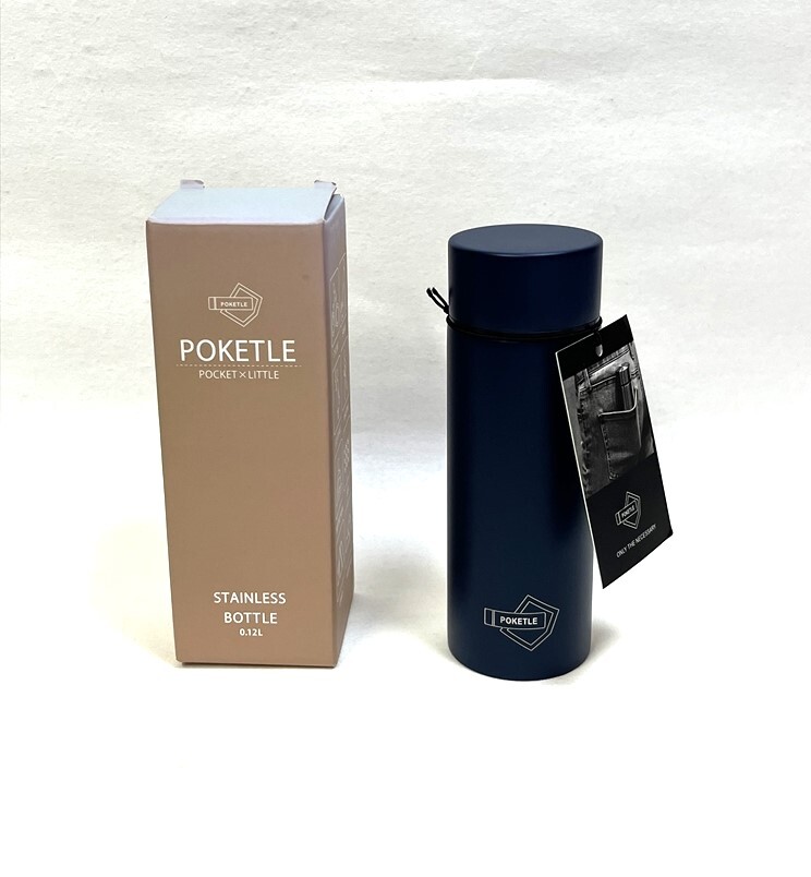 花とら●リサイクル小物 ステンレス水筒 携帯魔法瓶 マイボトル 120ml 未使用品 美品 紺 251013ー1拍卖