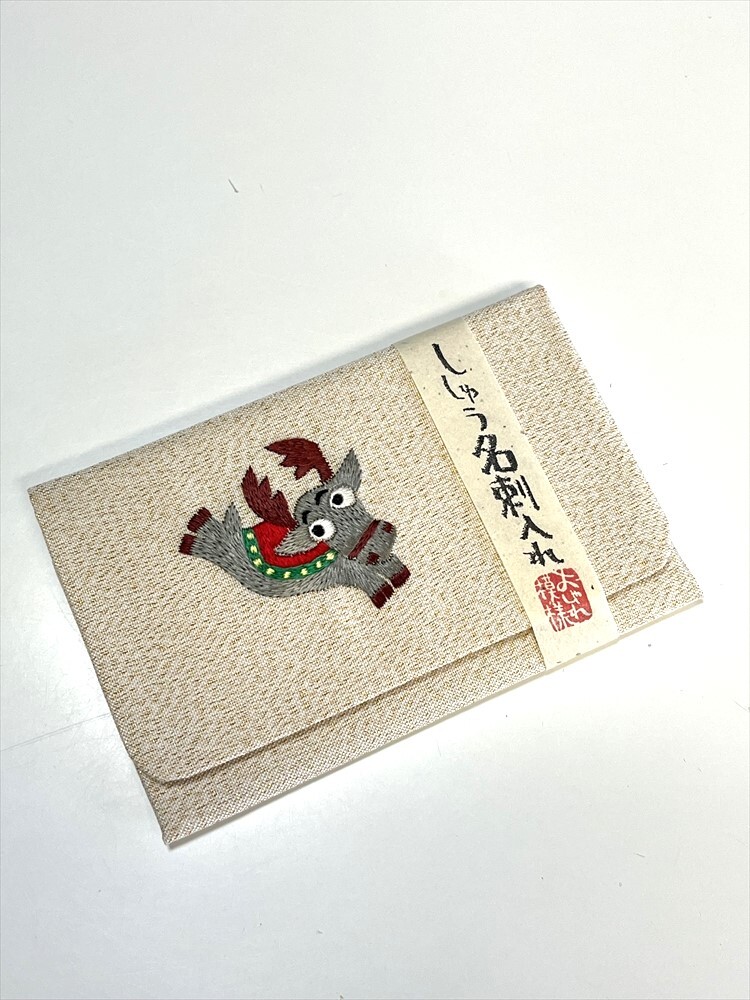 花とら●リサイクル和装小物 名刺入れ 刺繍 トナカイ カードホルダー 未使用品 超美品 251013拍卖