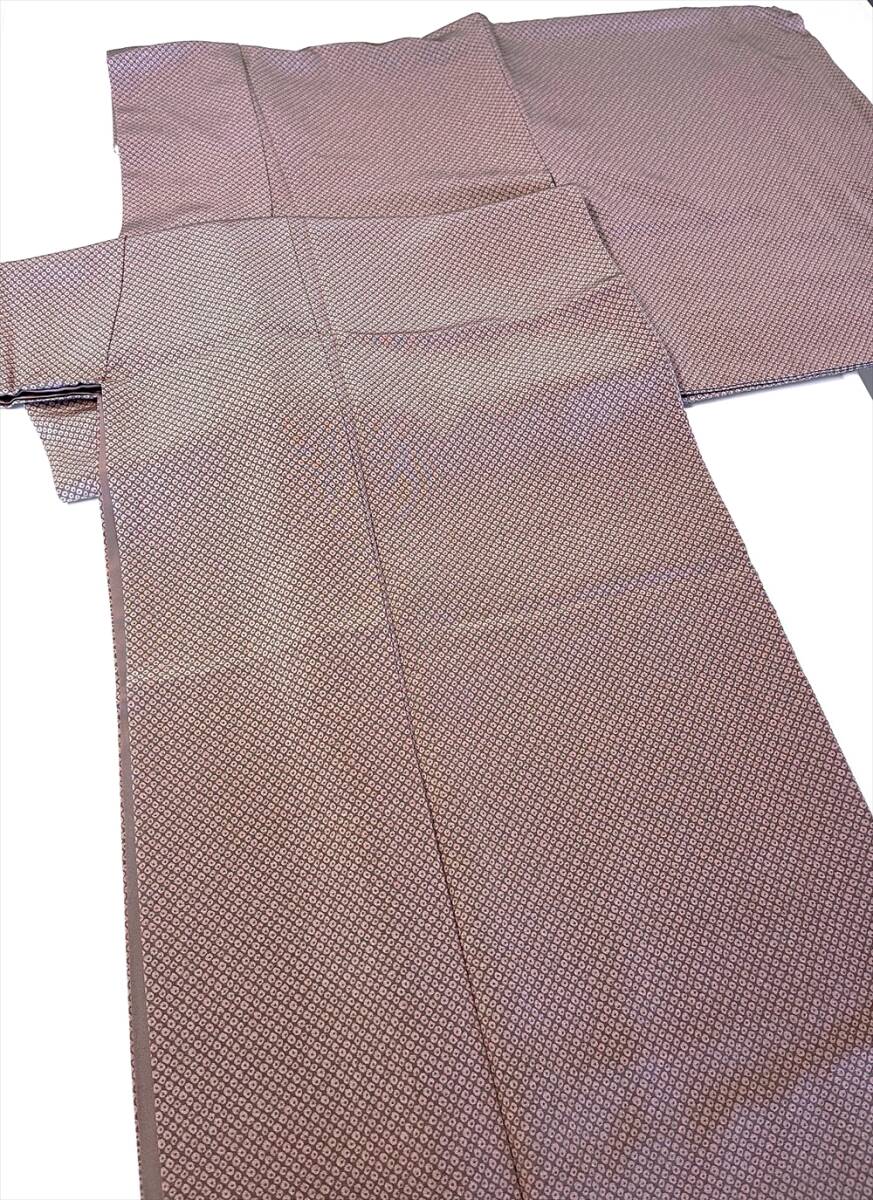 花とら●リサイクル着物 小紋 灰桃 匹田 美品 着用可能 リメイク 素材 251105拍卖