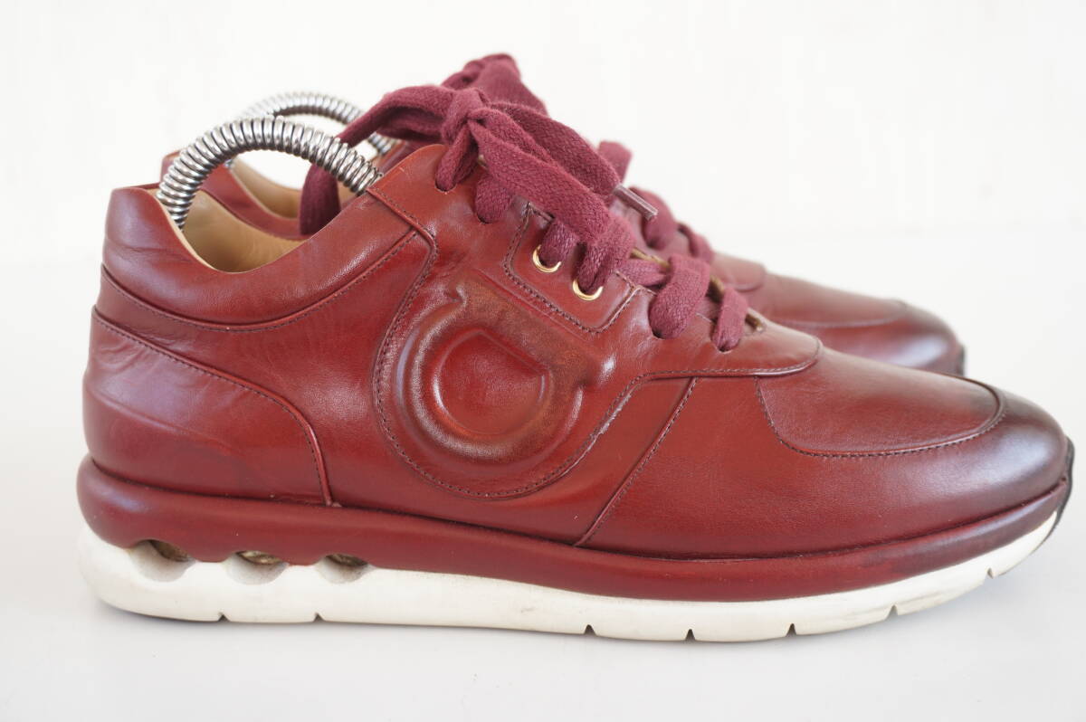 Salvatore Ferragamo【7/24cm】レザースニーカー/靴*赤系(バーガンディ)*サルバトーレフェラガモ*ガンチーニ 拍卖