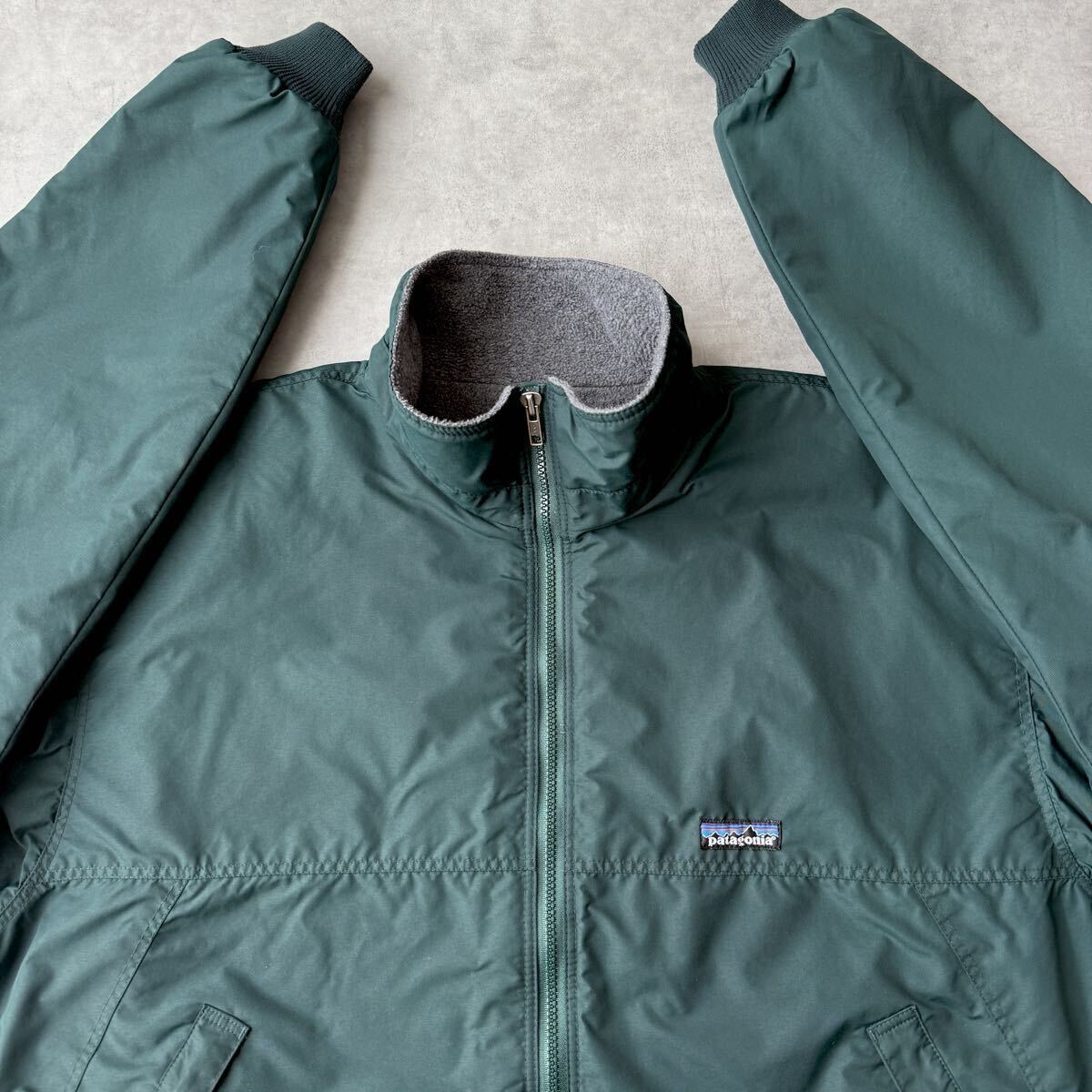 90s Patagonia パタゴニア シェルドシンチラ ジャケット Lサイズ ナイロン フリース ハンターグリーン 深緑 USA製 グレー ビンテージ拍卖