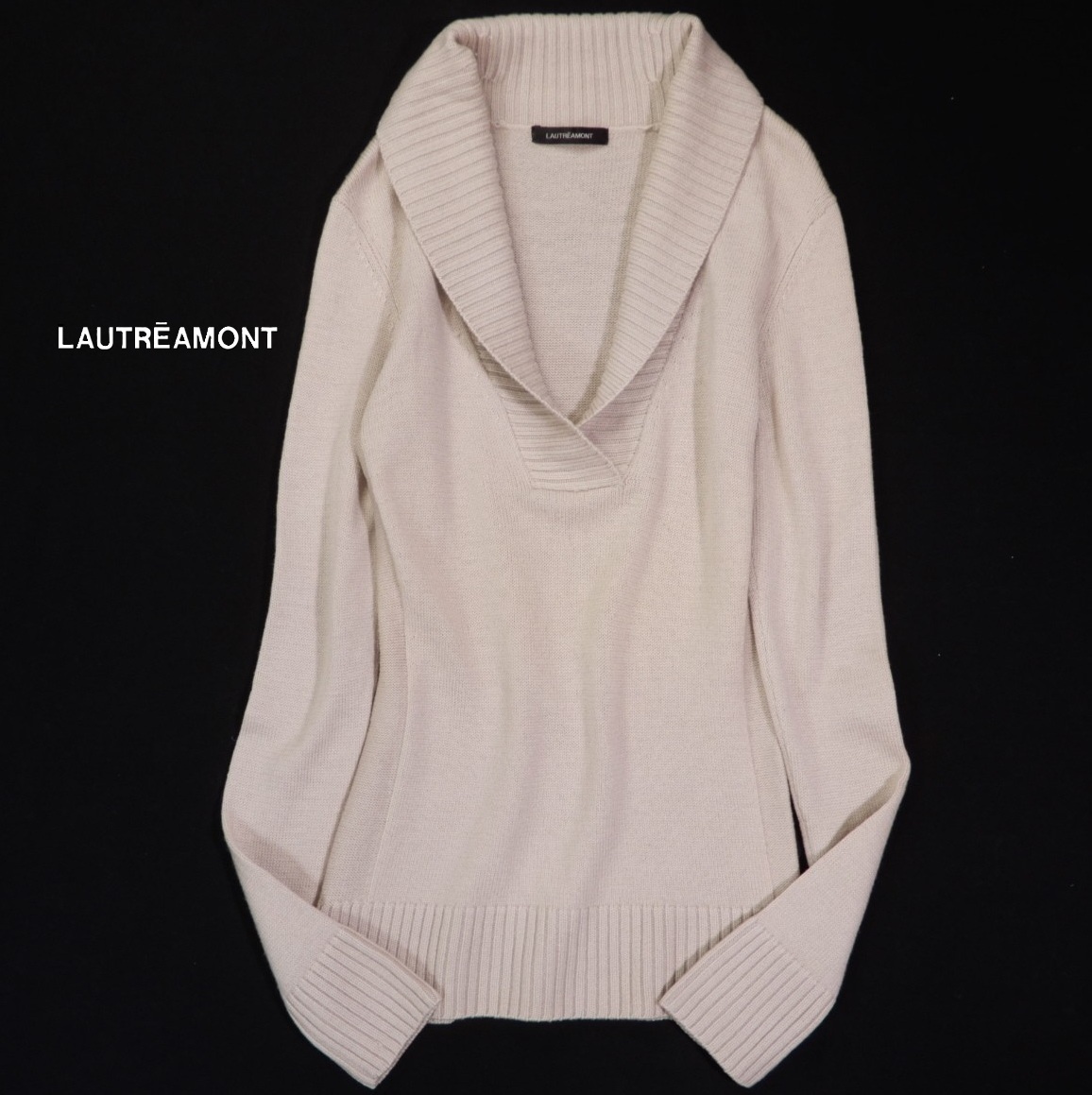 ロートレアモン LAUTREAMONT イタリア糸使用 ショールカラー ニット プルオーバー 3拍卖