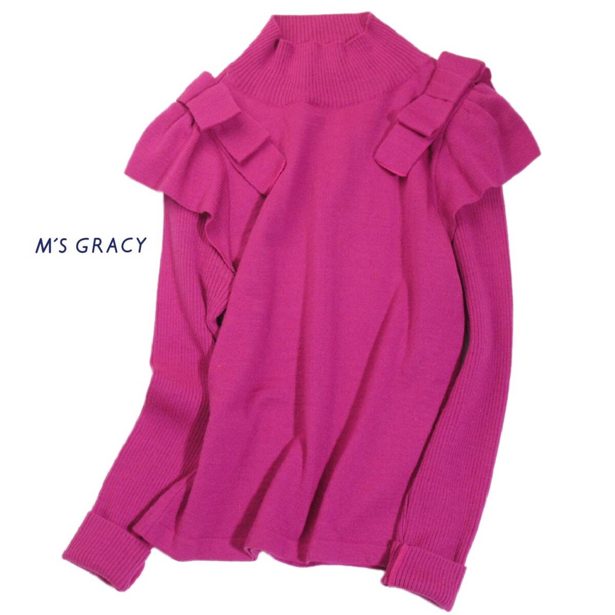 エムズグレイシー M'S GRACY リボン ニット プルオーバー 38拍卖