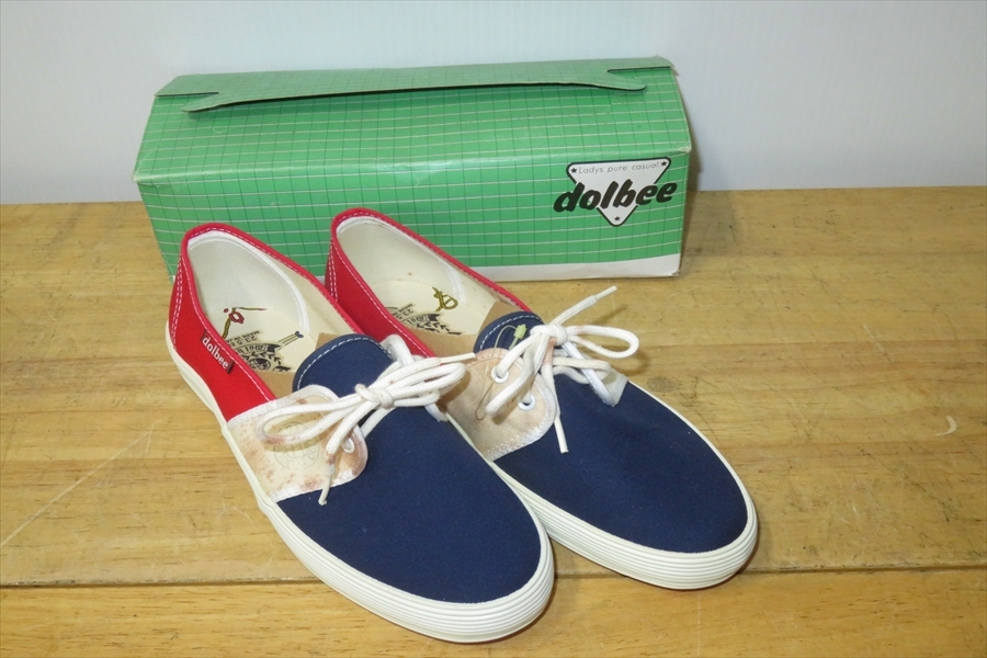 ●レトロ Dolbee デッキシューズ 23.5㎝ EE スニーカー トリコロールカラー 日本製 デットストック●拍卖