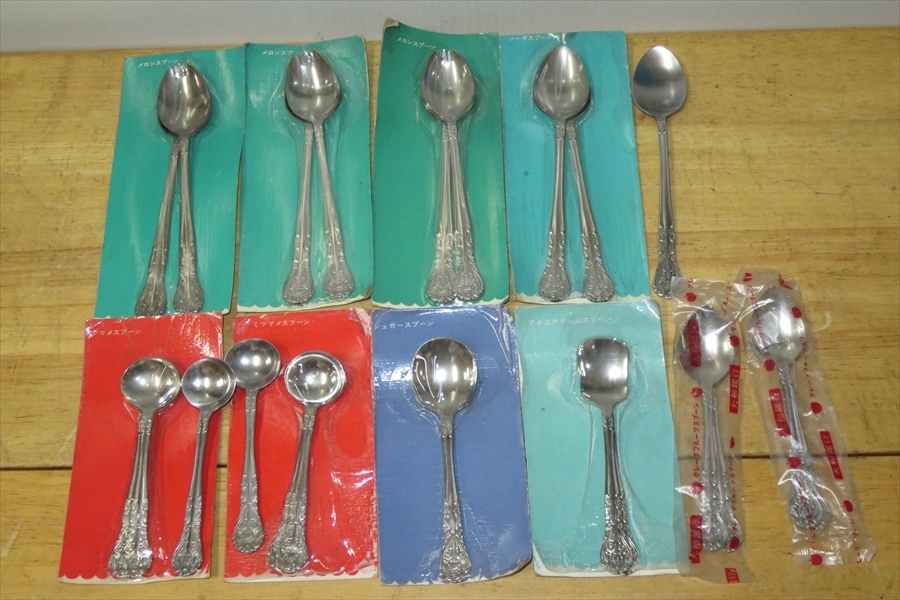 ●ステンレス マーシャン カトラリー 色々スプーンまとめて22点 ソーダ/メロン/ミツマメ/アイスクリーム/シュガー/グレープフルーツ●拍卖