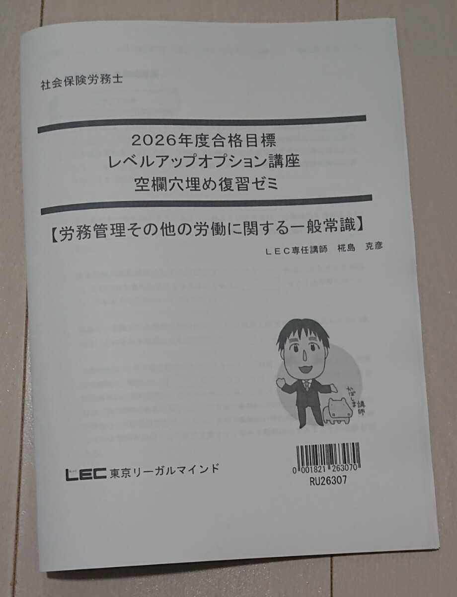 2026 LEC 社労士 空欄穴埋め復習ゼミ 労働一般常識 オリジナルテキスト 社会保険労務士 東京リーガルマインド 椛島 労一 拍卖