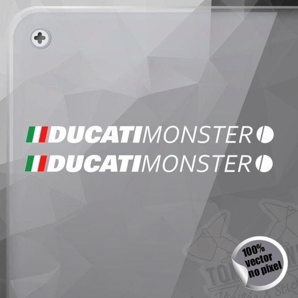 海外 限定品 送料込み ドゥカティ モンスター DUCATI MONSTER イタリア White 140mm 2枚セット ステッカー拍卖