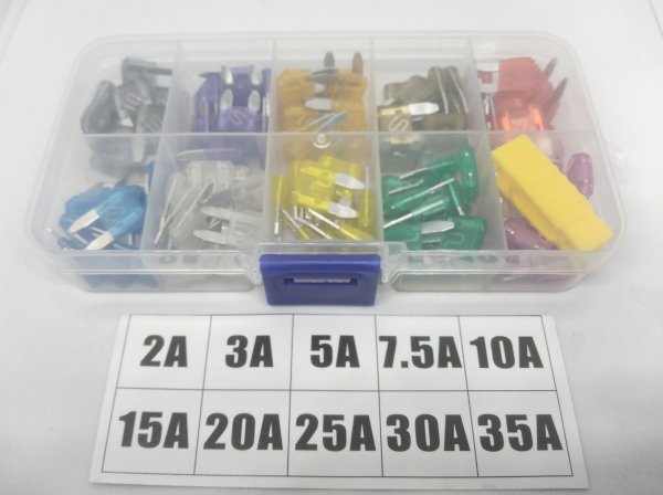 ミニ平型ヒューズ 100ピースセット 2A3A5A7.5A10A15A20A25A30A35A拍卖