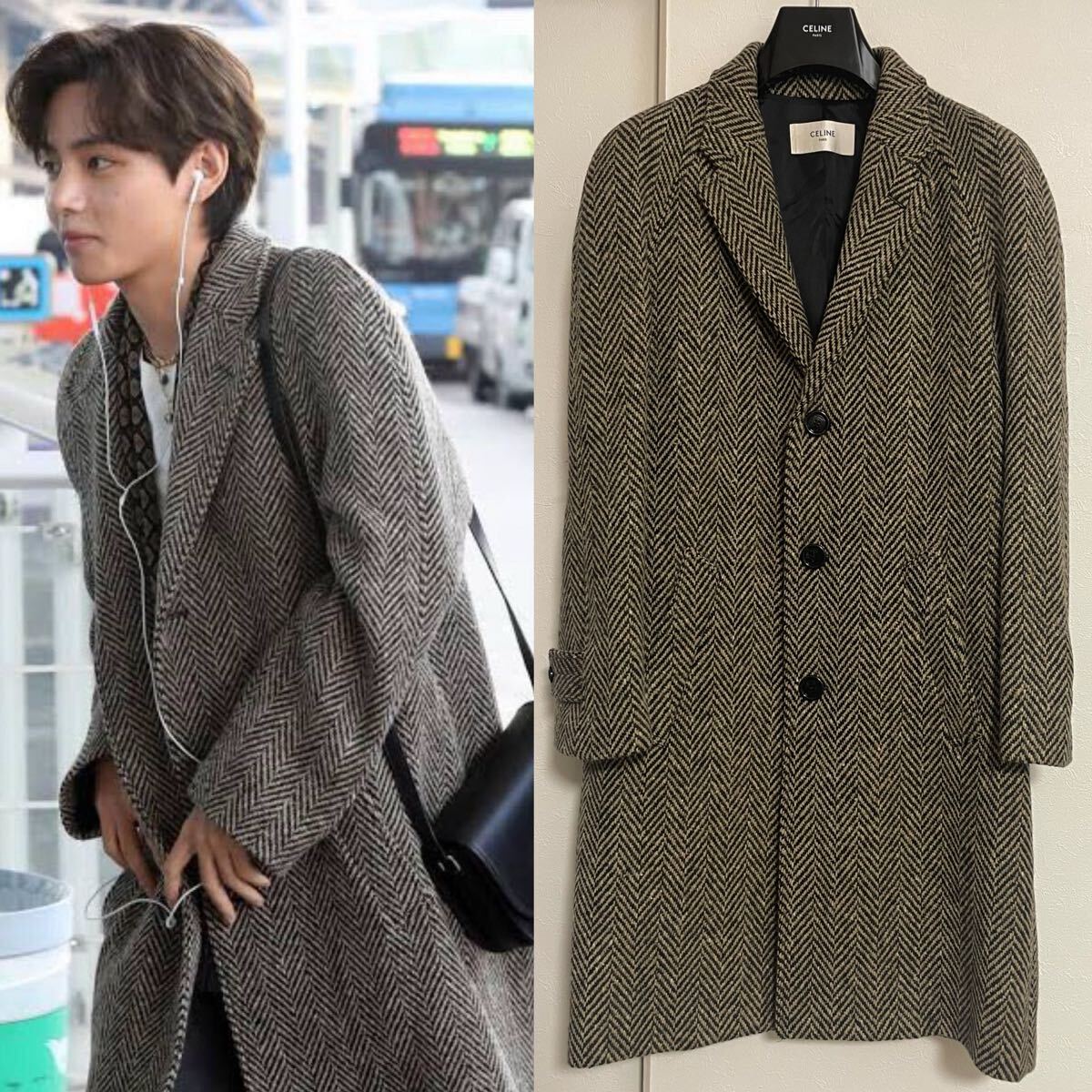 23AW CELINE ヘリンボーン ツイードチェスターコート 46 ロングコート セリーヌ エディスリマン拍卖