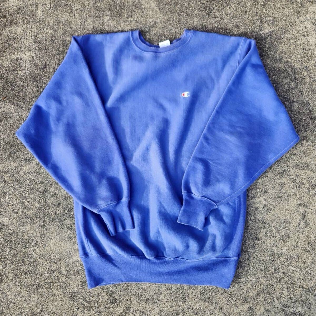 ◆ Champion / チャンピオンリバースウィーブ(REVERSE WEAVE)刺繍Cロゴ 無地ブルー / USA製 / XX-LARGE拍卖