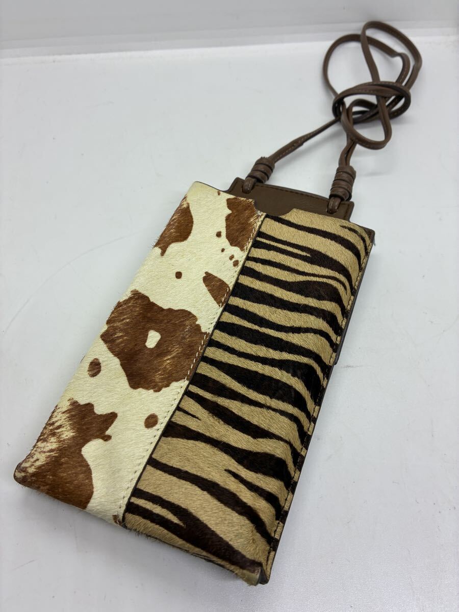 ハラコ コンビ ショルダー スマホ ポーチ拍卖